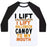 Virgin Teez  Baseball Tee Unisex Classic Baseball Tee / x-small / White/Black I LIFT (HALLOWEEN CANDY TO MY MOUTH) UNISEX CLASSIC BASEBALL TEE