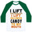 Virgin Teez  Baseball Tee Unisex Classic Baseball Tee / x-small / White/Dark Green I LIFT (HALLOWEEN CANDY TO MY MOUTH) UNISEX CLASSIC BASEBALL TEE