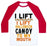 Virgin Teez  Baseball Tee Unisex Classic Baseball Tee / x-small / White/Red I LIFT (HALLOWEEN CANDY TO MY MOUTH) UNISEX CLASSIC BASEBALL TEE
