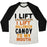 Virgin Teez  Baseball Tee Unisex Tri-Blend Baseball Tee / small / Oatmeal / Black I LIFT (HALLOWEEN CANDY TO MY MOUTH) UNISEX TRI-BLEND BASEBALL TEE