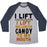Virgin Teez  Baseball Tee Unisex Tri-Blend Baseball Tee / small / Athletic Gray / Navy I LIFT (HALLOWEEN CANDY TO MY MOUTH) UNISEX TRI-BLEND BASEBALL TEE
