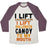 Virgin Teez  Baseball Tee Unisex Tri-Blend Baseball Tee / small / Oatmeal / Maroon I LIFT (HALLOWEEN CANDY TO MY MOUTH) UNISEX TRI-BLEND BASEBALL TEE