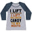 Virgin Teez  Baseball Tee Women's Tri-Blend Baseball Tee / small / Athletic Gray / Navy I LIFT (HALLOWEEN CANDY TO MY MOUTH) WOMEN'S TRI-BLEND BASEBALL TEE