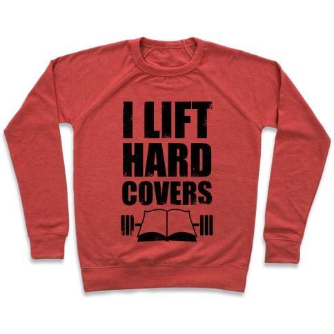 Virgin Teez  Pullover Crewneck Sweatshirt / x-small / Heathered Red I LIFT HARD COVERS CREWNECK SWEATSHIRT