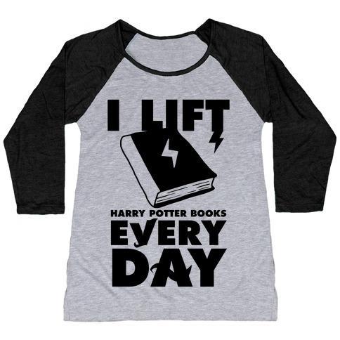 Virgin Teez  Baseball Tee Women's Tri-Blend Baseball Tee / small / Athletic Gray / Black I LIFT (HARRY POTTER BOOKS) EVERY DAY WOMEN'S TRI-BLEND BASEBALL TEE