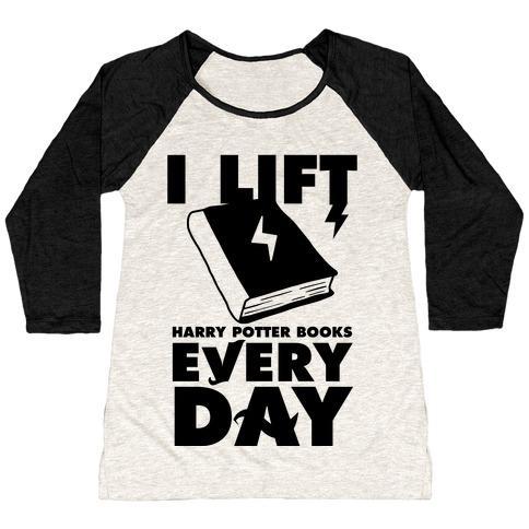 Virgin Teez  Baseball Tee Women's Tri-Blend Baseball Tee / small / Oatmeal / Black I LIFT (HARRY POTTER BOOKS) EVERY DAY WOMEN'S TRI-BLEND BASEBALL TEE