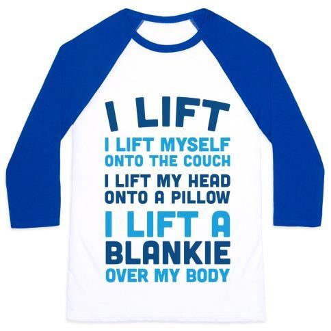 Virgin Teez  Baseball Tee Unisex Classic Baseball Tee / x-small / White/Blue I LIFT (MYSELF ONTO THE COUCH FOR A NAP) UNISEX CLASSIC BASEBALL TEE