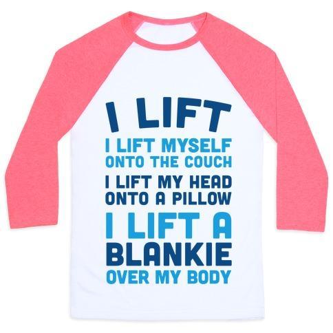 Virgin Teez  Baseball Tee Unisex Classic Baseball Tee / x-small / White/Neon Pink I LIFT (MYSELF ONTO THE COUCH FOR A NAP) UNISEX CLASSIC BASEBALL TEE