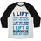 Virgin Teez  Baseball Tee Unisex Tri-Blend Baseball Tee / small / Oatmeal / Black I LIFT (MYSELF ONTO THE COUCH FOR A NAP) UNISEX TRI-BLEND BASEBALL TEE