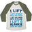 Virgin Teez  Baseball Tee Unisex Tri-Blend Baseball Tee / small / Oatmeal / Moss I LIFT (MYSELF ONTO THE COUCH FOR A NAP) UNISEX TRI-BLEND BASEBALL TEE