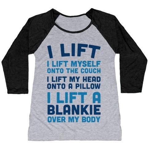Virgin Teez  Baseball Tee Women's Tri-Blend Baseball Tee / small / Athletic Gray / Black I LIFT (MYSELF ONTO THE COUCH FOR A NAP) WOMEN'S TRI-BLEND BASEBALL TEE