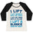 Virgin Teez  Baseball Tee Women's Tri-Blend Baseball Tee / small / Oatmeal / Black I LIFT (MYSELF ONTO THE COUCH FOR A NAP) WOMEN'S TRI-BLEND BASEBALL TEE