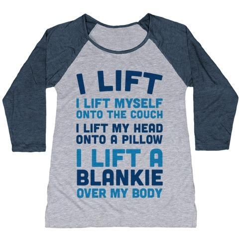 Virgin Teez  Baseball Tee Women's Tri-Blend Baseball Tee / small / Athletic Gray / Navy I LIFT (MYSELF ONTO THE COUCH FOR A NAP) WOMEN'S TRI-BLEND BASEBALL TEE