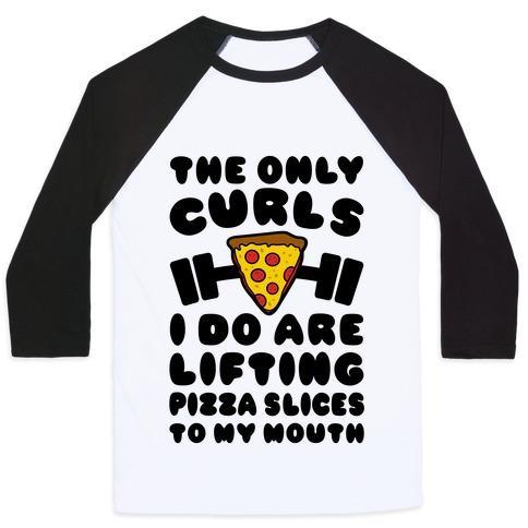 Virgin Teez  Baseball Tee Unisex Classic Baseball Tee / x-small / White/Black I LIFT PIZZA UNISEX CLASSIC BASEBALL TEE