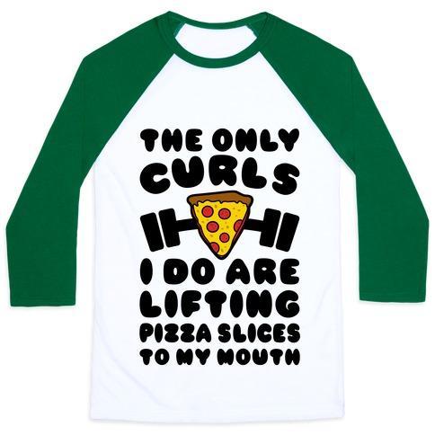 Virgin Teez  Baseball Tee Unisex Classic Baseball Tee / x-small / White/Dark Green I LIFT PIZZA UNISEX CLASSIC BASEBALL TEE
