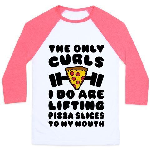 Virgin Teez  Baseball Tee Unisex Classic Baseball Tee / x-small / White/Neon Pink I LIFT PIZZA UNISEX CLASSIC BASEBALL TEE
