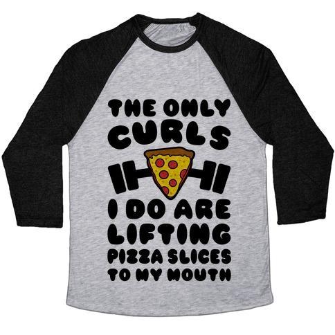 Virgin Teez  Baseball Tee Unisex Tri-Blend Baseball Tee / small / Athletic Gray / Black I LIFT PIZZA UNISEX TRI-BLEND BASEBALL TEE