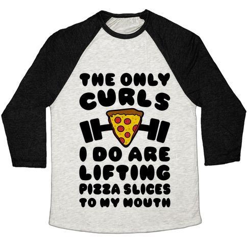 Virgin Teez  Baseball Tee Unisex Tri-Blend Baseball Tee / small / Oatmeal / Black I LIFT PIZZA UNISEX TRI-BLEND BASEBALL TEE