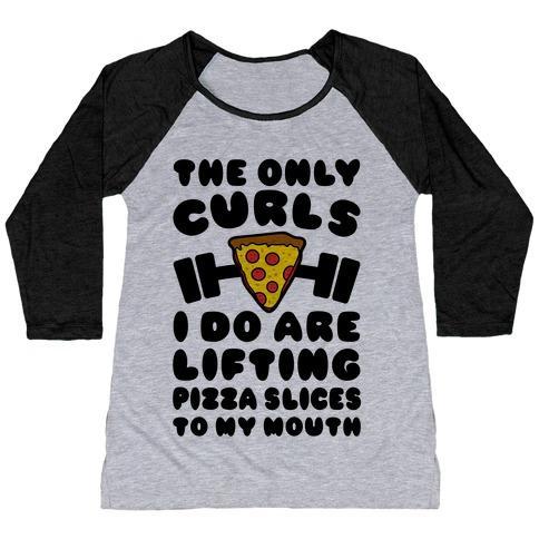 Virgin Teez  Baseball Tee Women's Tri-Blend Baseball Tee / small / Athletic Gray / Black I LIFT PIZZA WOMEN'S TRI-BLEND BASEBALL TEE