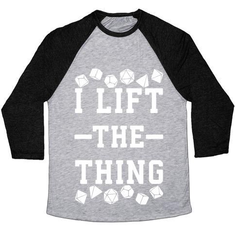 Virgin Teez  Baseball Tee Unisex Tri-Blend Baseball Tee / small / Athletic Gray / Black I LIFT THE THING UNISEX TRI-BLEND BASEBALL TEE