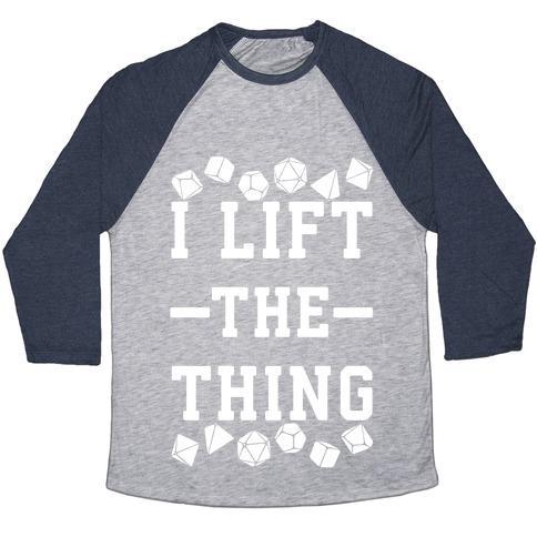Virgin Teez  Baseball Tee Unisex Tri-Blend Baseball Tee / small / Athletic Gray / Navy I LIFT THE THING UNISEX TRI-BLEND BASEBALL TEE