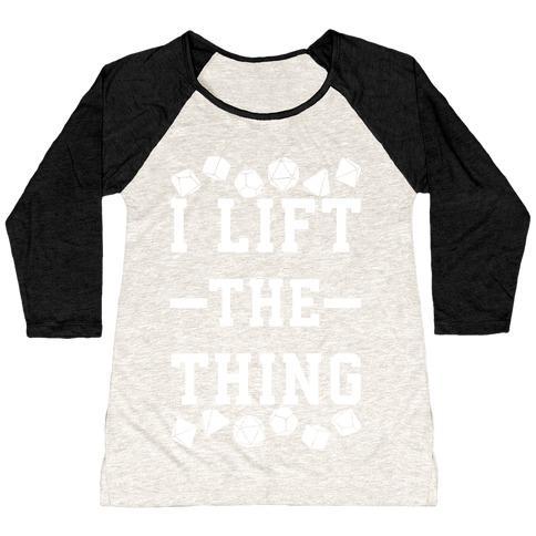 Virgin Teez  Baseball Tee Women's Tri-Blend Baseball Tee / small / Oatmeal / Black I LIFT THE THING WOMEN'S TRI-BLEND BASEBALL TEE