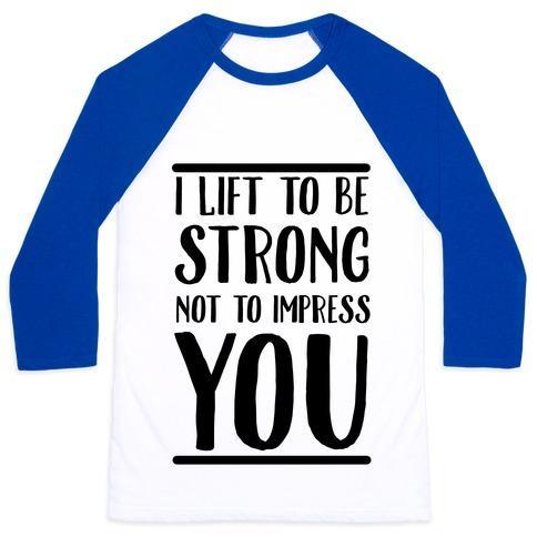 Virgin Teez  Baseball Tee Unisex Classic Baseball Tee / x-small / White/Blue I LIFT TO BE STRONG NOT TO IMPRESS YOU UNISEX CLASSIC BASEBALL TEE