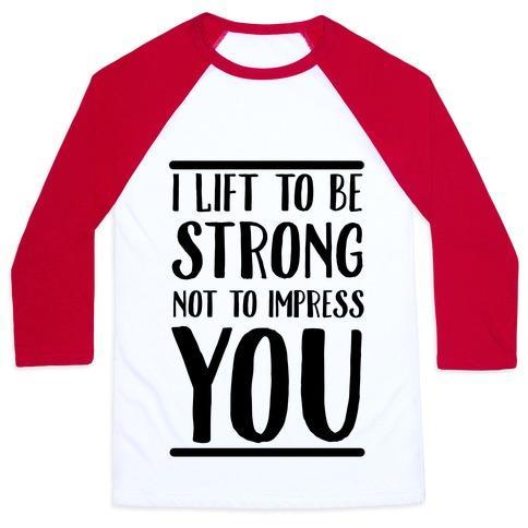 Virgin Teez  Baseball Tee Unisex Classic Baseball Tee / x-small / White/Red I LIFT TO BE STRONG NOT TO IMPRESS YOU UNISEX CLASSIC BASEBALL TEE