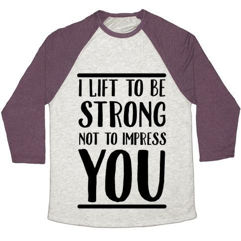 Virgin Teez  Baseball Tee Unisex Tri-Blend Baseball Tee / small / Oatmeal / Maroon I LIFT TO BE STRONG NOT TO IMPRESS YOU UNISEX TRI-BLEND BASEBALL TEE