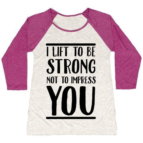 Virgin Teez  Baseball Tee Women's Tri-Blend Baseball Tee / small / Oatmeal / Berry I LIFT TO BE STRONG NOT TO IMPRESS YOU WOMEN'S TRI-BLEND BASEBALL TEE