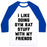 Virgin Teez  Baseball Tee Unisex Classic Baseball Tee / x-small / White/Blue I LIKE DOING GYM RAT STUFF WITH MY FRIENDS UNISEX CLASSIC BASEBALL TEE