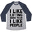Virgin Teez  Baseball Tee Unisex Tri-Blend Baseball Tee / small / Athletic Gray / Navy I LIKE LIFTING MORE THAN I LIKE PEOPLE UNISEX TRI-BLEND BASEBALL TEE