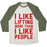 Virgin Teez  Baseball Tee Unisex Tri-Blend Baseball Tee / small / Oatmeal / Moss I LIKE LIFTING MORE THAN I LIKE PEOPLE UNISEX TRI-BLEND BASEBALL TEE