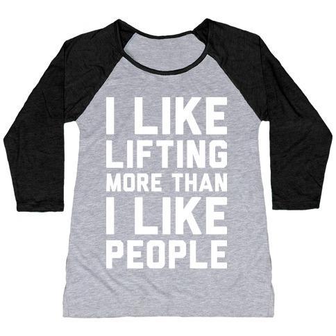 Virgin Teez  Baseball Tee Women's Tri-Blend Baseball Tee / small / Athletic Gray / Black I LIKE LIFTING MORE THAN I LIKE PEOPLE WOMEN'S TRI-BLEND BASEBALL TEE