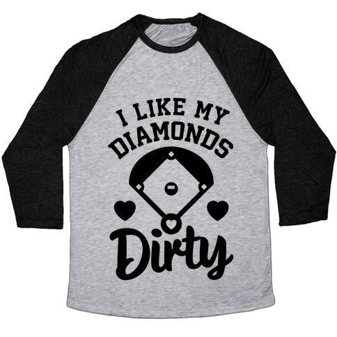 Virgin Teez  Baseball Tee Unisex Tri-Blend Baseball Tee / small / Athletic Gray / Black I LIKE MY DIAMONDS DIRTY UNISEX TRI-BLEND BASEBALL TEE