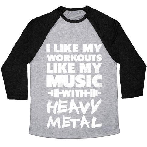 Virgin Teez  Baseball Tee Unisex Tri-Blend Baseball Tee / small / Athletic Gray / Black I LIKE MY WORKOUTS LIKE MY MUSIC UNISEX TRI-BLEND BASEBALL TEE