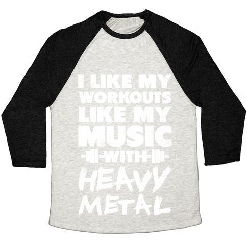 Virgin Teez  Baseball Tee Unisex Tri-Blend Baseball Tee / small / Oatmeal / Black I LIKE MY WORKOUTS LIKE MY MUSIC UNISEX TRI-BLEND BASEBALL TEE
