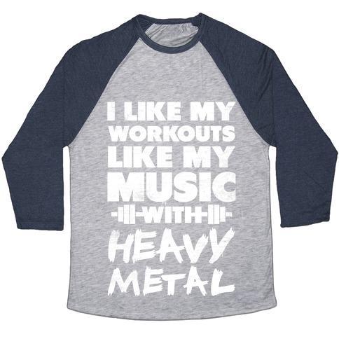 Virgin Teez  Baseball Tee Unisex Tri-Blend Baseball Tee / small / Athletic Gray / Navy I LIKE MY WORKOUTS LIKE MY MUSIC UNISEX TRI-BLEND BASEBALL TEE