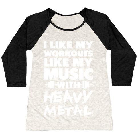 Virgin Teez  Baseball Tee Women's Tri-Blend Baseball Tee / small / Oatmeal / Black I LIKE MY WORKOUTS LIKE MY MUSIC WOMEN'S TRI-BLEND BASEBALL TEE