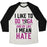 Virgin Teez  Baseball Tee Unisex Tri-Blend Baseball Tee / small / Oatmeal / Black I LIKE TO DO YOGA AND BY LIKE I MEAN HATE UNISEX TRI-BLEND BASEBALL TEE