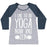 Virgin Teez  Baseball Tee Women's Tri-Blend Baseball Tee / small / Athletic Gray / Navy I LIKE TO DO YOGA NOW AND ZEN WHITE PRINT WOMEN'S TRI-BLEND BASEBALL TEE