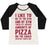 Virgin Teez  Baseball Tee Women's Tri-Blend Baseball Tee / small / Oatmeal / Black I LIKE TO GO TO THE GYM AND BY GYM I MEAN EAT COPIOUS AMOUNTS OF PIZZA WOMEN'S TRI-BLEND BASEBALL TEE
