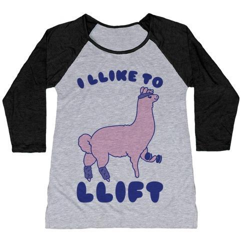 Virgin Teez  Baseball Tee Women's Tri-Blend Baseball Tee / small / Athletic Gray / Black I LIKE TO LIFT LLAMA WOMEN'S TRI-BLEND BASEBALL TEE