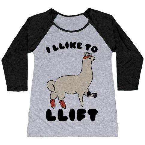 Virgin Teez  Baseball Tee Women's Tri-Blend Baseball Tee / small / Athletic Gray / Black I LIKE TO LIFT LLAMA WOMEN'S TRI-BLEND BASEBALL TEE