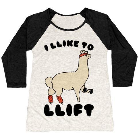 Virgin Teez  Baseball Tee Women's Tri-Blend Baseball Tee / small / Oatmeal / Black I LIKE TO LIFT LLAMA WOMEN'S TRI-BLEND BASEBALL TEE