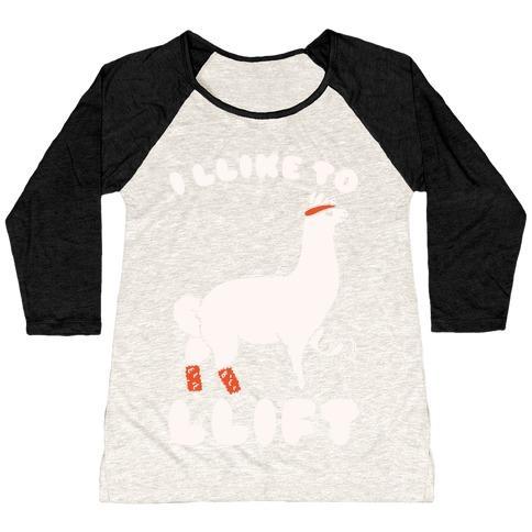 Virgin Teez  Baseball Tee Women's Tri-Blend Baseball Tee / small / Oatmeal / Black I LIKE TO LIFT LLAMA WOMEN'S TRI-BLEND BASEBALL TEE