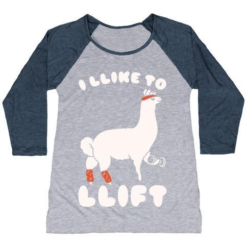Virgin Teez  Baseball Tee Women's Tri-Blend Baseball Tee / small / Athletic Gray / Navy I LIKE TO LIFT LLAMA WOMEN'S TRI-BLEND BASEBALL TEE