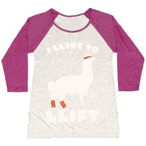 Virgin Teez  Baseball Tee Women's Tri-Blend Baseball Tee / small / Oatmeal / Berry I LIKE TO LIFT LLAMA WOMEN'S TRI-BLEND BASEBALL TEE