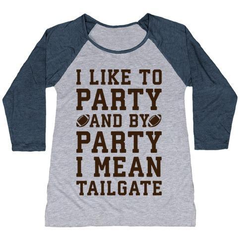 Virgin Teez  Baseball Tee Women's Tri-Blend Baseball Tee / small / Athletic Gray / Navy I LIKE TO PARTY AND BY PARTY I MEAN TAILGATE WOMEN'S TRI-BLEND BASEBALL TEE
