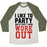 Virgin Teez  Baseball Tee Unisex Tri-Blend Baseball Tee / small / Oatmeal / Moss I LIKE TO PARTY AND BY PARTY I MEAN WORK OUT UNISEX TRI-BLEND BASEBALL TEE